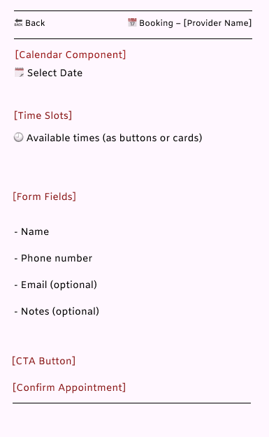 Booking Page